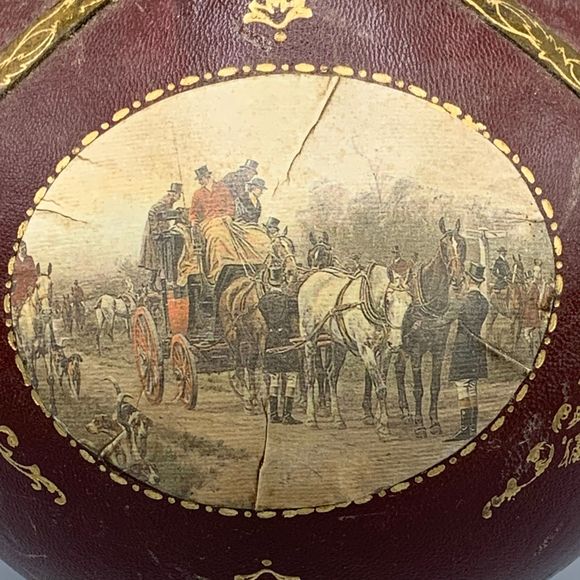 Vintage 1960s Fausto Cordin Leather Wrapped Decanter Hunt Scenes Florence Italy - Picture 3 of 10